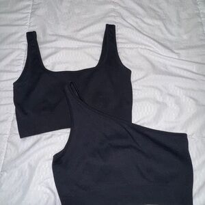 Black Crop Top Set